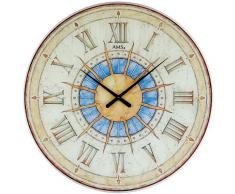 AMS 9230 Wanduhr Quarz , Design Sonne , gehärtetes bedrucktes Spezialglas