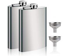 Edelstahl Flachmann, Bellida Aktualisierte Version LebensmittelqualitäT Edelstahl Taschenflasche Und Trichter Set 8 Oz 2 Stk FüR Whiskey Und Alkohol Zum Wandern, Jagen, Zelten Usw