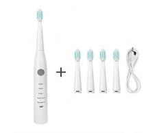 NERB Sonic Elektrische Zahnbürste Adult Timer-Bürste 5 Modus USB-Ladegerät Wiederaufladbare Zahnbürsten Ersatzköpfe Set (Color : 1 Set White)