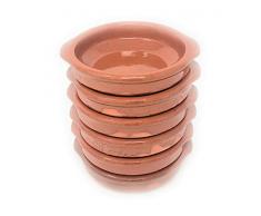 Alfareria Padilla 6er-Set Cazuela Tonschale rustikale Servierschale klein, traditionel, flach, rund, braun 12 cm | 6x12cm