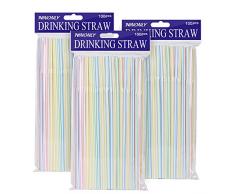 Trinkhalme Plastik Ø 0,5 cm 300 Stück Ninonly Einweg Strohhalme ohne BPA Flexibel Bulk Strohhalm für Parteien/Bar/Getränke Geschäfte/Zuhause