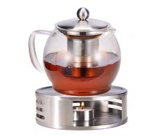 Bambelaa! Teekanne mit Stövchen Siebeinsatz Glas Set Tee Glaskanne Teebereiter Kaffeekanne Teesieb Kanne Teewärmer ca.1,2 Liter