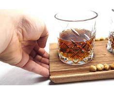 Deluxe Cocktail Gläser inkl. Servierbrett • Whiskey Gin Servier Brett