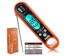 Linko Digital Fleischthermometer, Grillthermometer Küchenthermometer, IP67 Wasserdicht Kochthermometer mit LCD Bildschirm, Bratenthermometer, Ideal für Braten, BBQ, Baby-Ernährung (Orange)