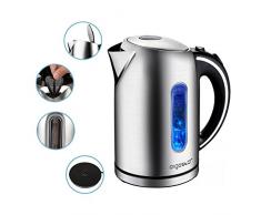 Aigostar King 30CEA - Wasserkocher aus Edelstahl mit LED-Beleuchtung, 2200 Watt mit 1,7 Liter Großraum, kochtrocknender Schutz, BPA frei.