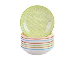 vancasso Natsuki 8 tlg. Porzellan Suppenteller, Ø 21,5 cm Tiefteller Set,700ml Mehrfarbig