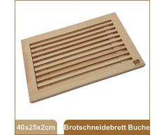 DEKOFANT Brot-Schneidebrett Edelholz mit Krümelfang | Auffangschale und praktischer Krümelrille 42x28x2 cm