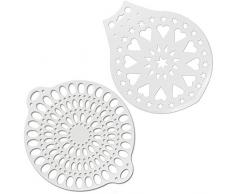 com-four® Tortenteiler & Kuchenheber Set, Verzierschablone, Weiß