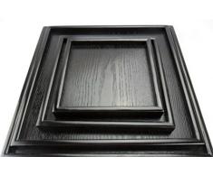 Super UD Holz Serviertablett Dekoratives Tablett quadratisch osmanischen dienen für Lebensmittel Kaffee oder Tee, holz, schwarz, 30x30x2cm