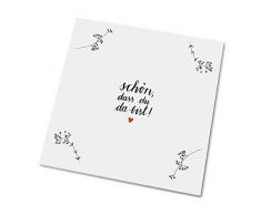 25 Marmeladendeckchen - schön, DASS du da bist - Gläserdeckchen Weiß mit Blumen für Marmelade, Marmeladengläser & Einmachgläser, Recyclingpapier Abreißblock + 10 m Garn + Justiergummi