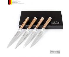 makami 4er-Set Premium Steakmesser mit scharfer, glatter Klinge aus deutschem Messerstahl und Griff aus edlem Palisanderholz