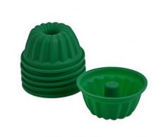 achilles Mini-Gugelhupf 6er Set Kuchen-Form aus Silikon Back-Förmchen Muffin-Cupcake-Form Wiederverwendbar Grün 7,5 cm x 3,5 cm