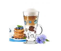 Sendez 6 Latte Macchiato Gläser Kaffeegläser Teegläser mit Buntem Kaffee-Aufdruck