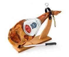 Schinken-Set mit Schinkenständer und Messer | Serrano-Schinken Paleta Reserva Barrica | Vorderschinken aus Spanien | 12 Monate luftgetrocknet und gereift | Von Jamones España | Stückgewicht 4,5kg