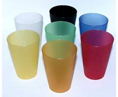P-D-W 28 Kunststoff-Becher 350 ml mehrweg bruchsicher Mehrfarbig stapelbar Party-Wasser-Trink-Becher Plastik-Mehrweg-Becher
