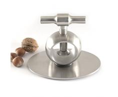 Spindel-Nussknacker aus Edelstahl, Tischnussknacker mit ovaler Grundplatte, Design Nussknacker, Schraubnussknacker