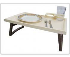 Bett Tisch mit Flaschen und Getränkehalter, Serviertisch, Laptoptisch, Tablett, Farbe braun-beige *Top-Qualität*