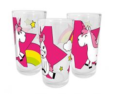 infinite by GEDA LABELS Einhorn Kids 200ml 3er Set Trinkgläser, Glas, Mehrfarbig, 6,5 x 6,5 x 12,5 cm, 3-Einheiten