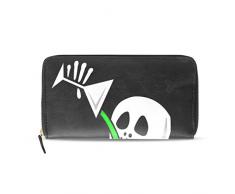 Bennigiry Damen Geldbörse mit Totenkopf-Motiv, Margarita-Glas, Leder, Reißverschluss umlaufend