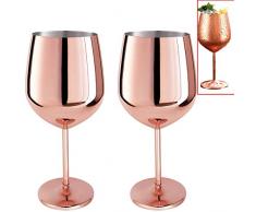 Wohlstand Weingläser Set,Weingläser Edelstahl,Sektgläser Champagnerflöten,Gebürstete Edelstahl Weingläser Weinkelche,Bruchsicherer Edelstahl Sektkelche,Set mit 2 Stück