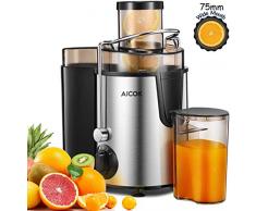 Entsafter, AICOK Zentrifugaler Entsafter große 75 mm Einfüllöffnung, Drei-Speed Zentrifugaler Entsafter mit Anti-Tropf-Funktion und Überhitzungsschutz inkl. Reinigungsbürste und Saftbehälter