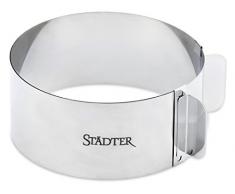 Städter Tortenring rund verstellbar Backform, Metall, Silber, 15-30 x 9 cm