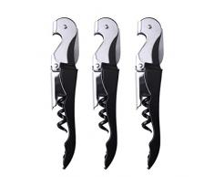 Nuoshen Flaschenöffner, professioneller Kellner-Korkenzieher, robuste Scharniere, Weinschlüssel, für Restaurants, Kellner, Sommelier, Barkeeper, 3 Stück