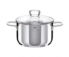 Silit Style Kochtopf, hoch 20cm, Glasdeckel, Fleischtopf, 20cm/ 3,3l, Edelstahl poliert, Topf Induktion, unbeschichtet