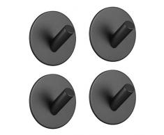 Frap 4 Stk. Wandhaken Handtuchhaken Ohne Bohren, 304 Edelstahl Rostfrei Selbstklebend Bad und Küche Handtuchhalter, Schwarz.