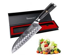 Sunnecko Santoku Messer - 18cm Damastmesser Chinesisches Kochmesser - Japanischer VG-10 Cored & 73-Schichten Damaststahl Klinge & G10 Griff für Haushaltsküchen - Elite Series.