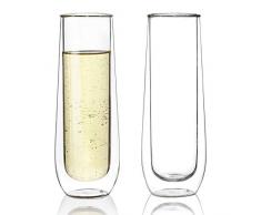 Sweese 4614 Stemless Sektgläser - Doppelwandigen champagnergläser Set, Perfekt für Champagner, Sekt, Mimosa, Wein, 125ml, 2er Set