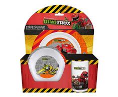 p:os 25413 DreamWorks Dinotrux Frühstücksset, Teller, Schüssel und Becher, 3 teilig