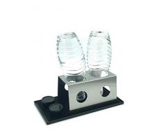 Abtropfhalter 2.0 aus Edelstahl für z.B. Soda-stream Crystal/Source/Easy/Cool Flaschen Flaschenhalter wählbar mit/ohne Abtropfmatte Abtropfschale