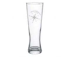 AMAVEL Weizenbierglas mit Gravur, Kompass, Personalisiert mit Namen und Datum, Füllmenge: 0,5 l