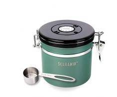 Schramm® Kaffeedose 1200 ml in 10 Farben mit Dosierlöffel Höhe: 12cm Kaffeedosen Kaffeebehälter aus Edelstahl, Farbe:Grün