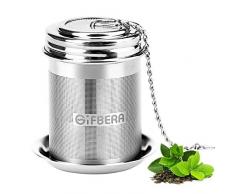 GIFBERA Teesieb für Kanne Teefilter Extrafeinmaschiger Teesieb Edelstahl Gewindeanschluss Edelstahl mit Verlängertem Kettenhaken Teefilter für Losen Tee Gewürzgewürze
