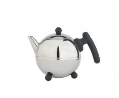 doppelwandige Teekanne Duet® Bella Ronde Edelstahl glänzend schwarze Beschläge 0,75 ltr.