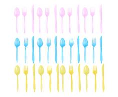 UPKOCH 36-TLG. Kindergeschirr Plastikbesteck Set Einweg Süß Partybesteck Messer Gabel Löffel Geburtstagsgeschirr zum Nachtisch Kuchen