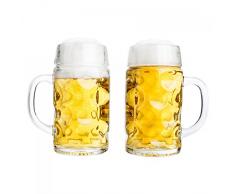 Van Well 2er Set Maßkrug 0,5L geeicht | Halber Liter Bierkrug mit Henkel | Bierglas spülmaschinenfest perfekt geeignet für Gastronomie