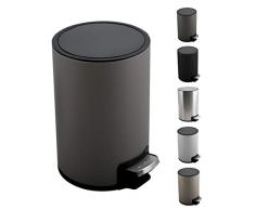 Spirella Kosmetikeimer 5 Liter Edelstahl mit Absenkautomatik und Inneneimer Riku Badezimmer Mülleimer Softclose Abfalleimer grau
