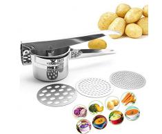 Nuluxi Rostfreier Edelstahl Kartoffelpresse Kartoffel Spätzlepressen Edelstahl Kartoffel Masher Ricer Küchenhelfer und Kochzubehör Geeignet für Cremiges Kartoffelpüree Kartoffelbrei Gemüse und Früchte