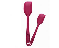 BACKHAUS ® Silikon Teigschaber und Löffel Set mit Edelstahlkern, 2-Teilige Antihaft Küchen-Schaber aus Platin Silikon | Rot