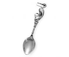 -Engelschmuck-Handgefertigt Storch Gravur Geburtslöffel Silberlöffel,MASSIV 925 Silber,Tauf Teelöffel Jungen und Mädchen Taufgeschenk #1955 (mit Gravur)