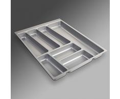 ORGA-Box® II Besteckeinsatz für Nobilia 45er Schublade (462 x 355 mm Bitte MESSEN SIE Ihr SCHUBLADENINNENMAß!) Silbergrau