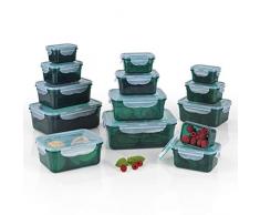 GOURMETmaxx Frischhaltedosen Klick-it 28 tlg. | Spülmaschinen- Mikrowellen- und Gefrierschrankgeeignet | Deckel BPA-frei mit 4-fach-Klick-Verschluss | Ineinander stapelbar [in 4 Größen, smaragdgrün]