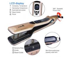 iGutech Dampf Haarglätter, Glätteisen mit Dampffunktion und extrabreiter Keramikheizplatte