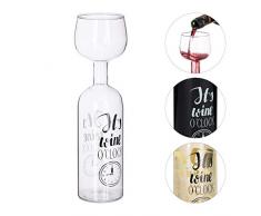 Relaxdays, transparent Weinflasche Glas, XL Weinglas mit Spruch, Fun Geschenk für Weinliebhaber, Weinflaschenglas 750 ml