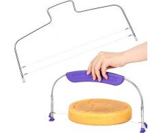 2 Stücke Tortenschneider mit gezahntem Schneidedraht Verstellbarer Kuchenschneider Edelstahl Tortenbodenteiler