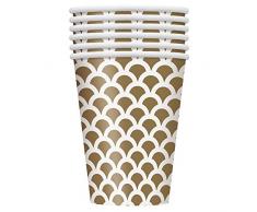 Pappbecher mit Muschelmuster, 350 ml, Koralle / Weiß