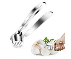 KOMUSII Knoblauchpresse,Professional Knoblauch Fleischwolf,Pressen Sie Knoblauch und Ingwer Mühelos,Langer Verwendungsdauer,Strapazierfähig - Stylische Zinklegierung,Edelstahl Knoblauchpresse